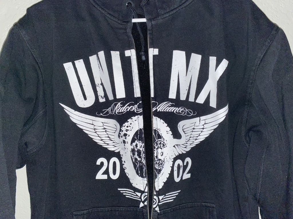 Vintage UNIT Mx Clothing brand Zip hoodie hoody vintage 2000s moto C Size US M / EU 48-50 / 2 - 2 Thumbnail
