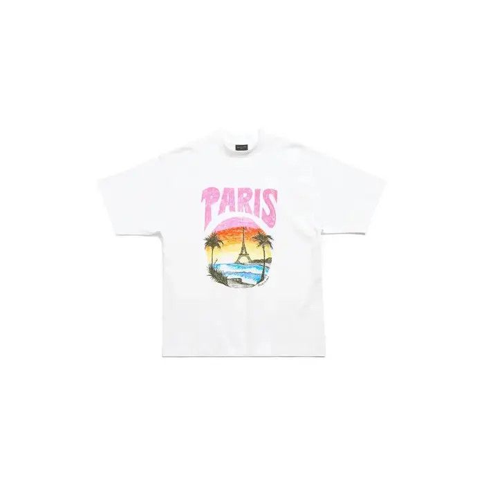 Balenciaga o1la1rc1a0625 Paris Tropical T-Shirt Fitted in White Size US XL / EU 56 / 4 - 1 Thumbnail