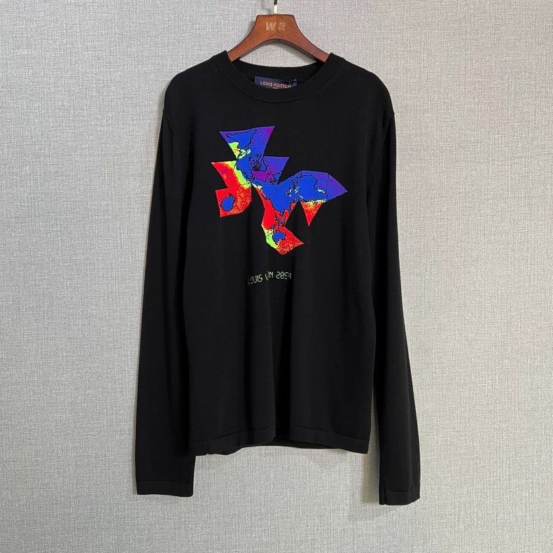 Louis Vuitton Louis Vuitton Black Long Sleeve Knit Sweater- DMC Size US M / EU 48-50 / 2 - 1 Thumbnail