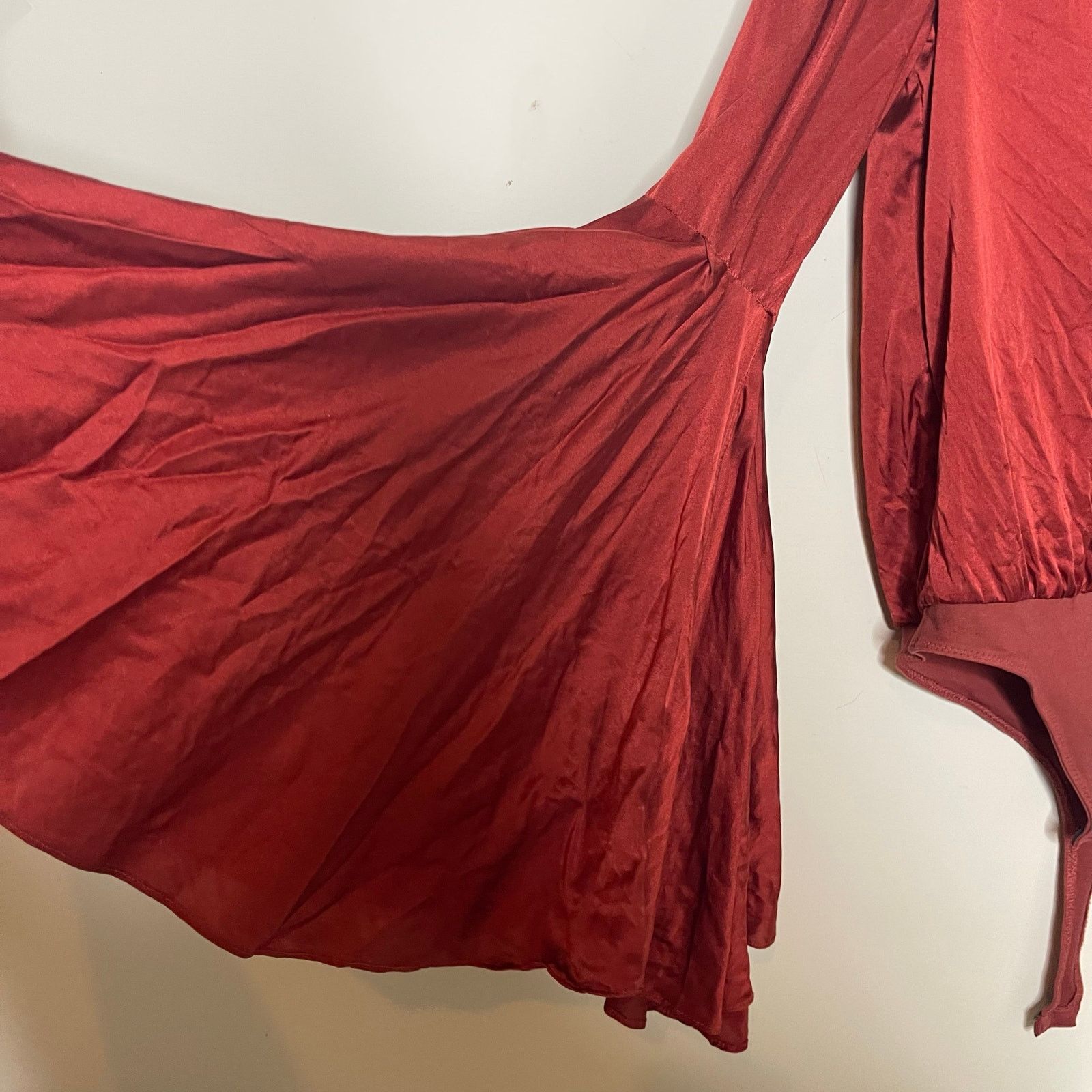 CAROLINE CONSTAS Caroline Constance extra bell sleeve silk V neck bodysuit Size S / US 4 / IT 40 - 6 Thumbnail