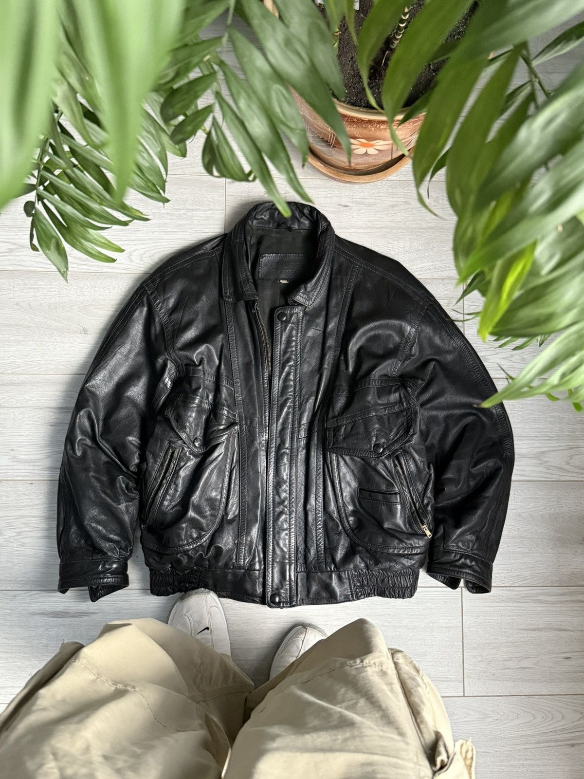 Vintage Leather Jacket 90’s hype military flight Bomber