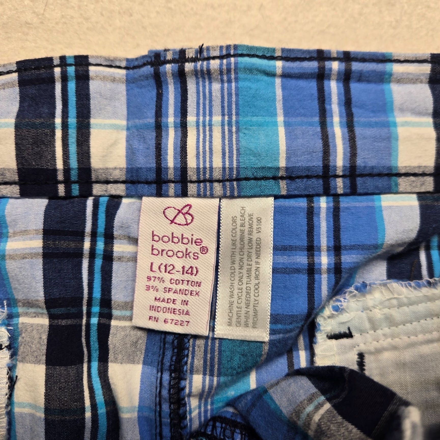 Vintage Bobbie Brooks Ladies Shorts Plaid Blue White Button Zipper L Size 36" / US 14 / IT 50 - 2 Thumbnail