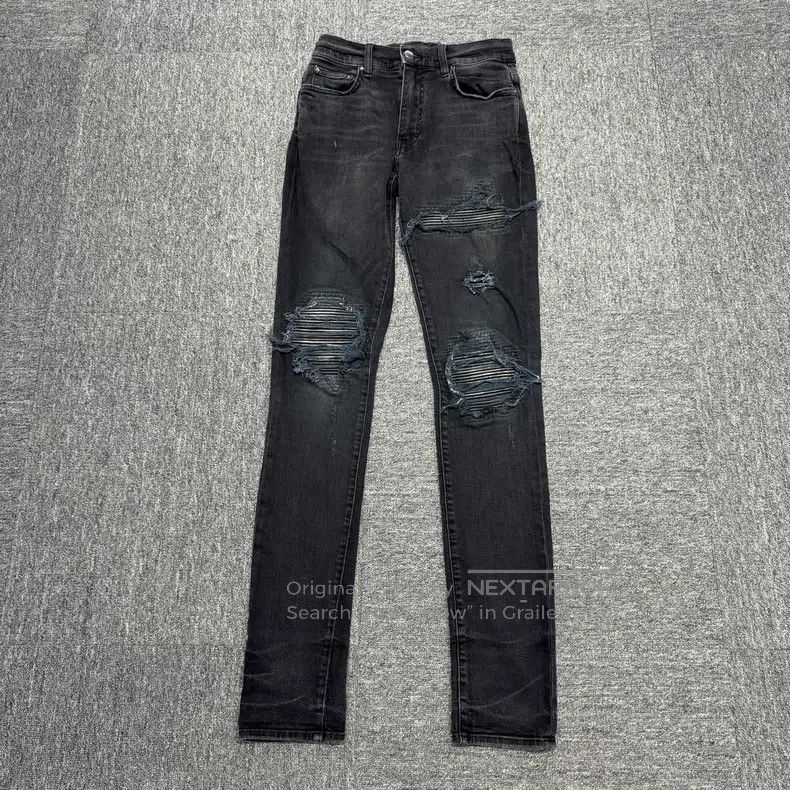 Amiri Amiri Size 29 Black leather patch jeans Size US 29 - 1 Thumbnail