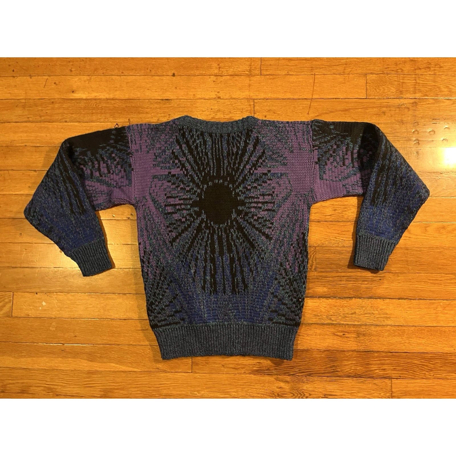 Savane VINTAGE Lavane Sweater Women’s Medium Purple Black Blue All Over Print Size M / US 6-8 / IT 42-44 - 6 Thumbnail