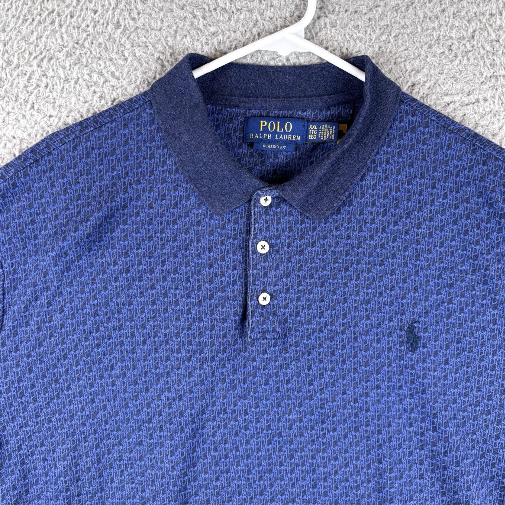 Polo Ralph Lauren Polo Ralph Lauren Shirt Mens 2XL Navy Geometric Classic Fit Soft Cotton Golf Size US XXL / EU 58 / 5 - 3 Thumbnail