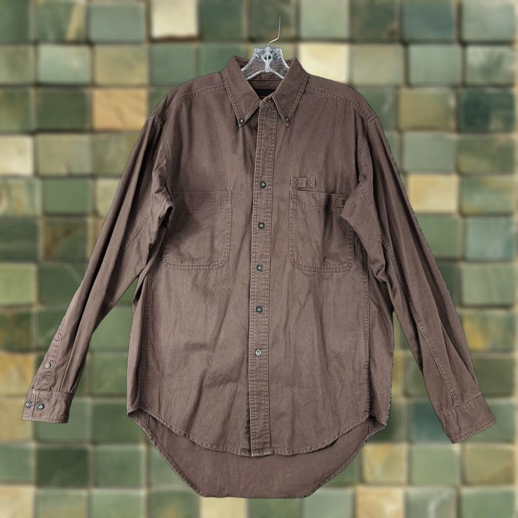 Wrangler Wrangler Workwear Mens Brown Long Sleeve Button Up Shirt Size Medium Mens Size US M / EU 48-50 / 2 - 1 Thumbnail
