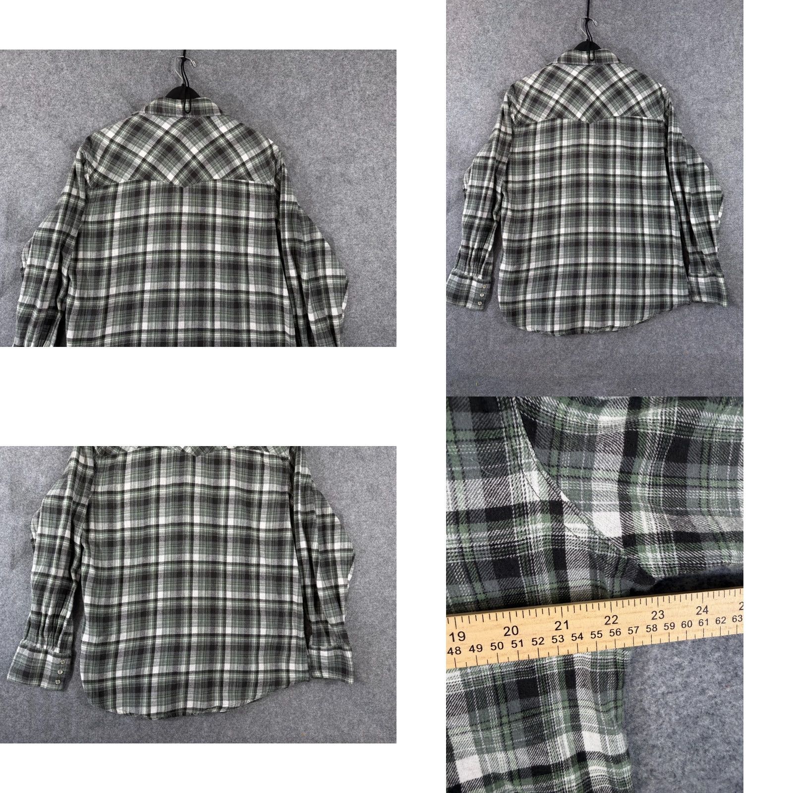 Wrangler VINTAGE Wrangler Wrancher Shirt Mens L Green Flannel Plaid Pearl Snap Pockets Western Size US L / EU 52-54 / 3 - 8 Thumbnail