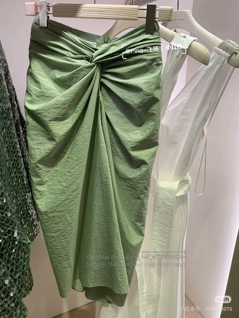 Brunello Cucinelli Brunello Cucinelli Green pleated midi skirt Size 26" / US 2 / IT 38 - 3 Thumbnail