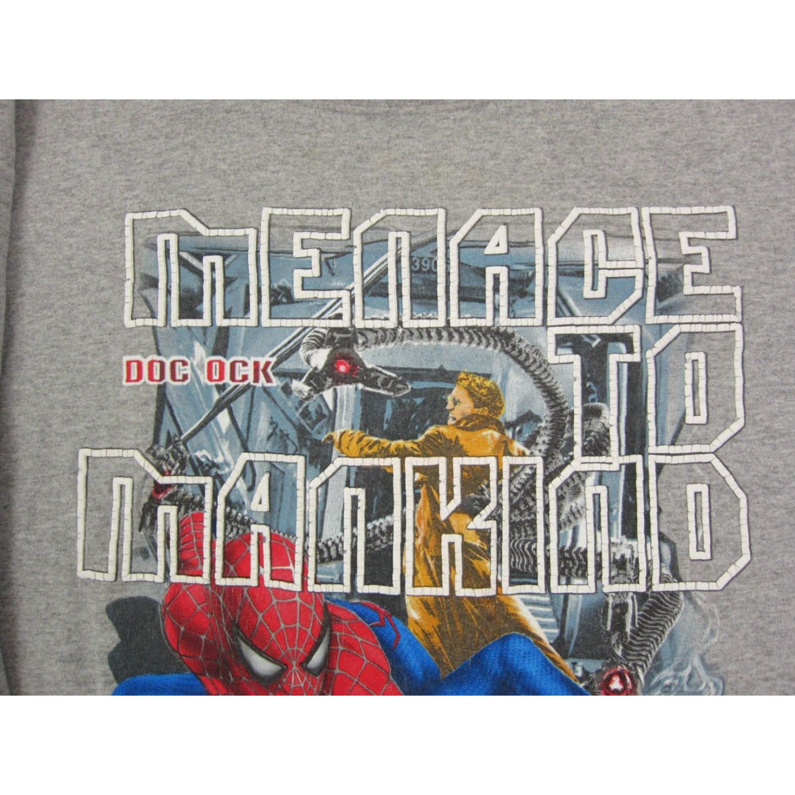Vintage Spiderman Vintage Shirt Mens XL Gray 90s Menace to Mankind Spider-Man Pullover Crew Neck Knit Sweatshirt Size US XL / EU 56 / 4 - 3 Thumbnail
