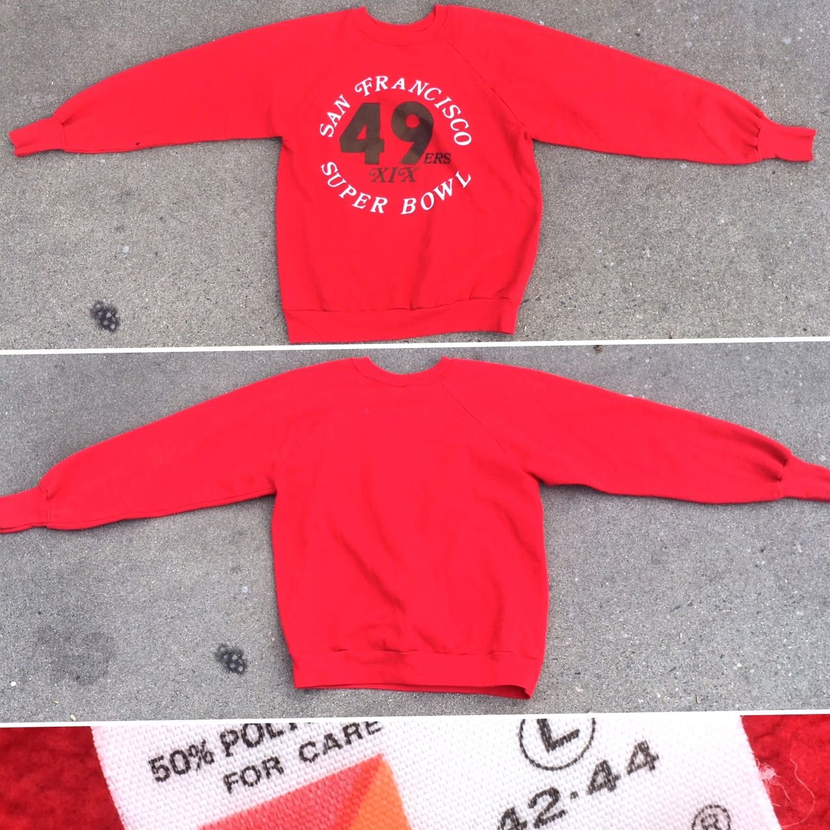 Vintage VINTAGE San Francisco 49ers Super Bowl XIX Sweatshirt 80s Signal Red L Mens USA Graphic Sweatshirt Size US L / EU 52-54 / 3 - 3 Thumbnail
