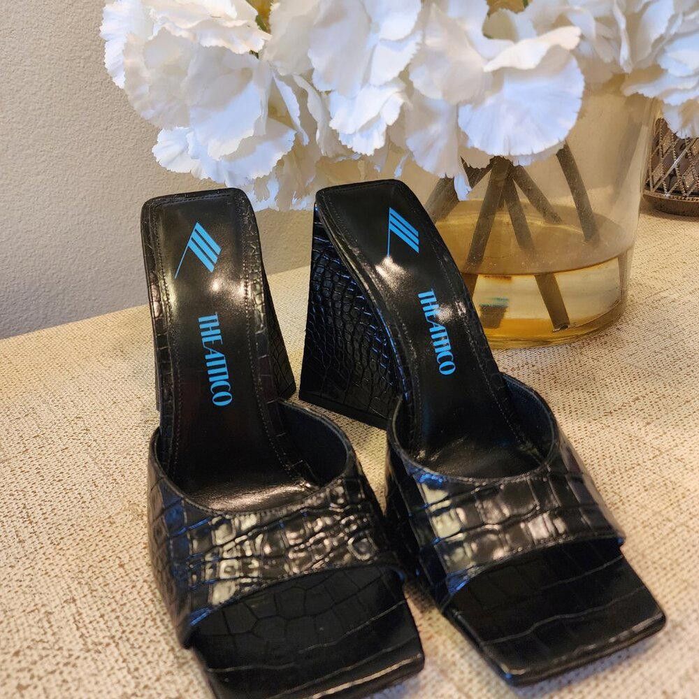 Vintage THE ATTICO "Mini Devon" Crocodile Effect Mule Size US 9 / IT 39 - 2 Thumbnail