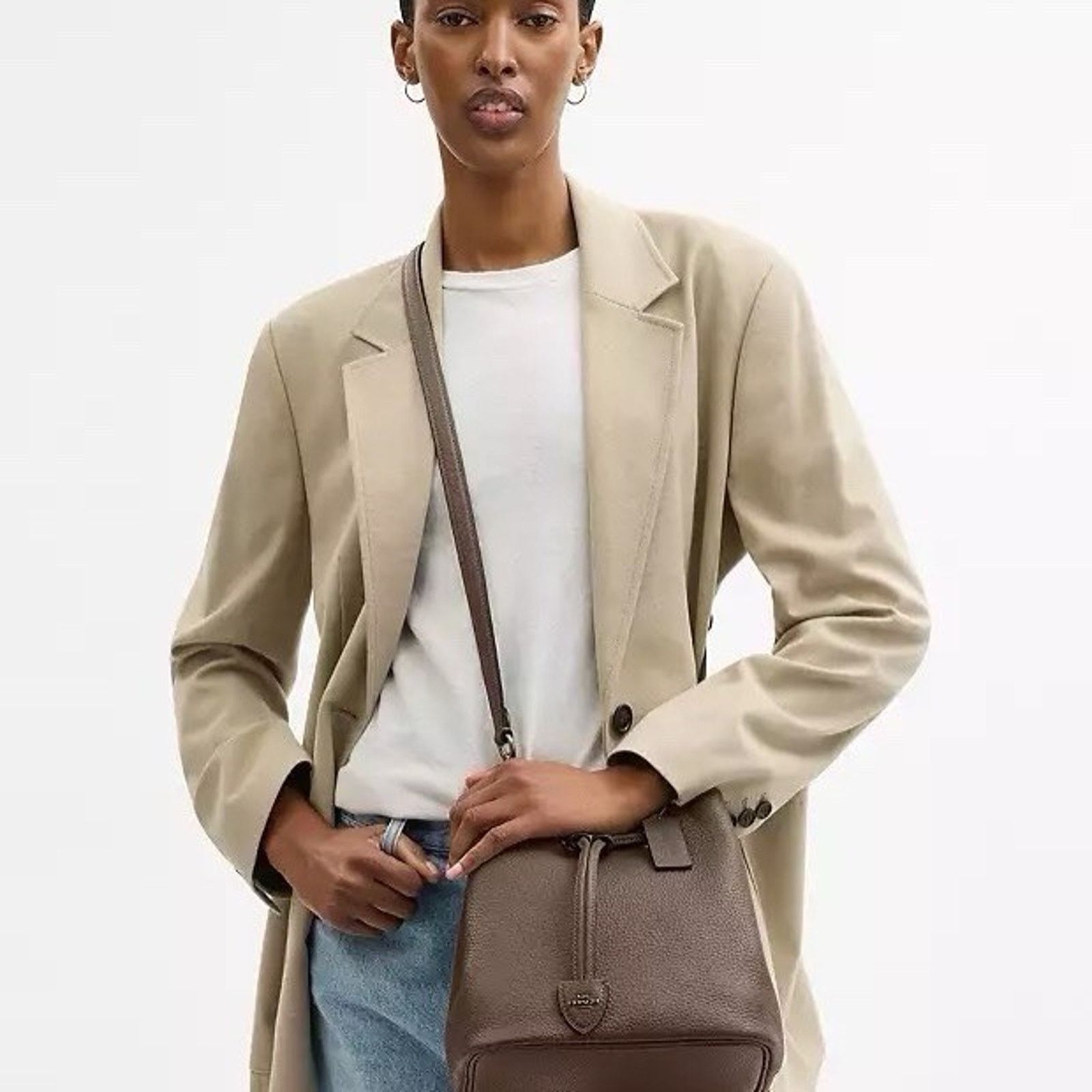 Coach NWT Coach Rowan Bucket Bag Leather CBH06 Qb/Dark Stone Size ONE SIZE - 9 Thumbnail