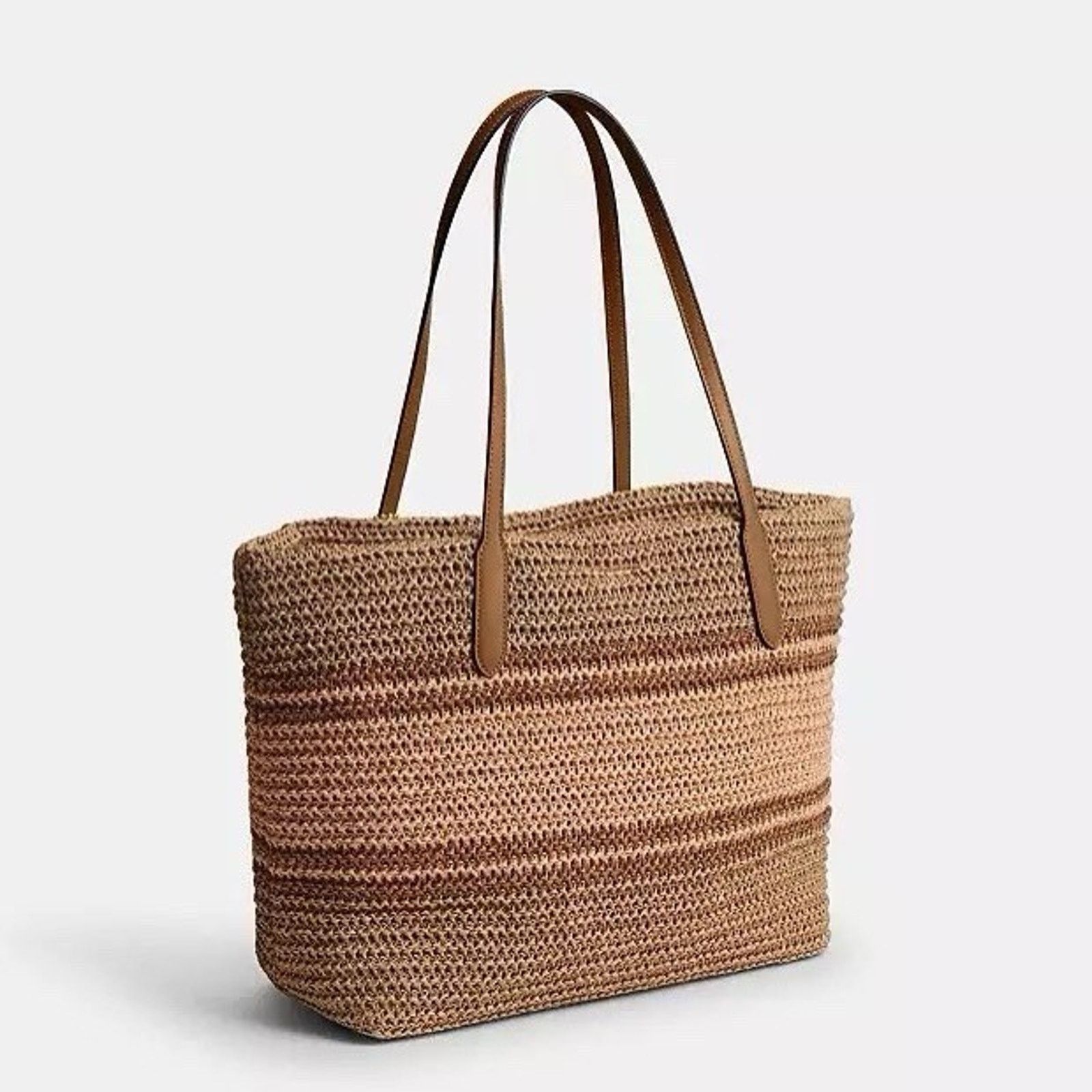 Coach NWT COACH Straw leather City Tote Bag CBG87 Im/Honey Brown Size ONE SIZE - 7 Thumbnail
