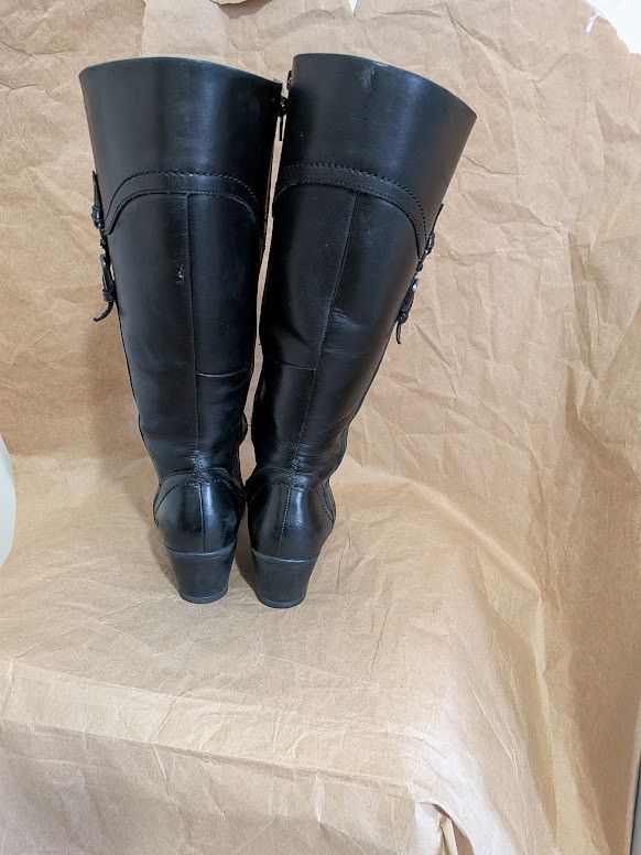 Clarks Ingalls Vicky knee high tall blk boots sz 7.5 Wide calf Size US 7.5 / IT 37.5 - 3 Thumbnail