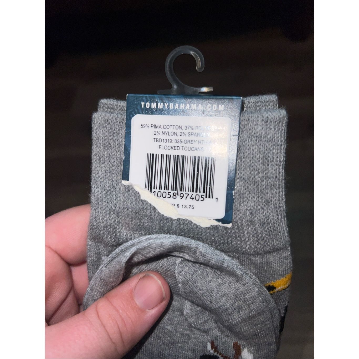 Tommy Bahama Tommy Bahama Men’s Fine Hosiery Grey Toucans Christmas Socks Size ONE SIZE - 5 Thumbnail
