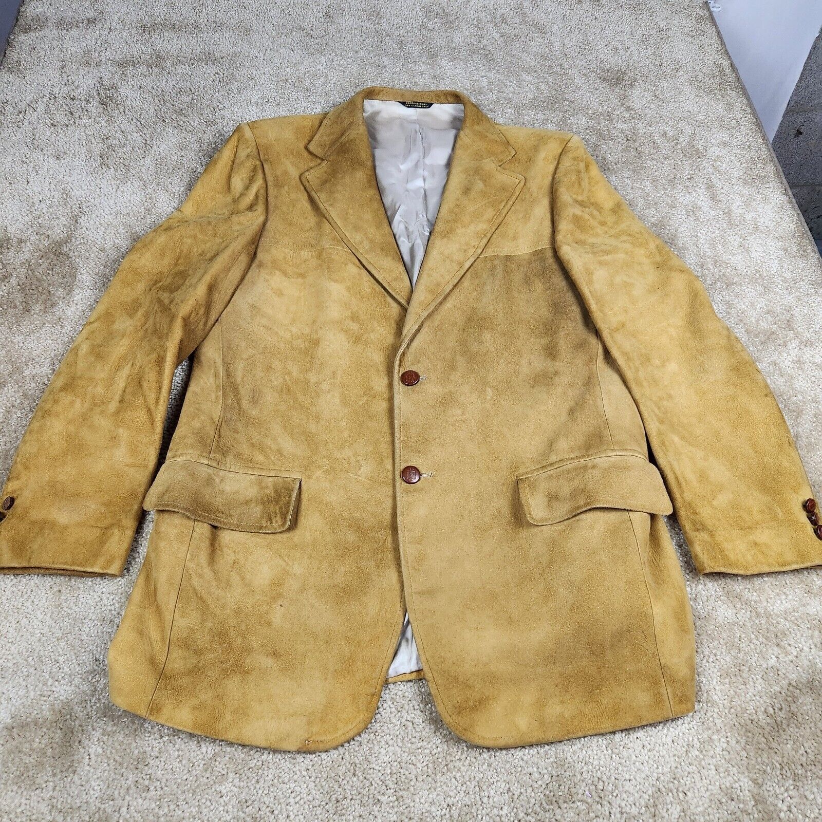Corbin Corbin Vtg 70s USA Men Tan Lambskin Suede Blazer Coat Jacket Size US S / EU 44-46 / 1 - 1 Thumbnail