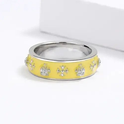 Japanese Brand × Jewelry × Vintage Creative Handmade Yellow Enamel Heart Ring Size ONE SIZE - 4 Thumbnail