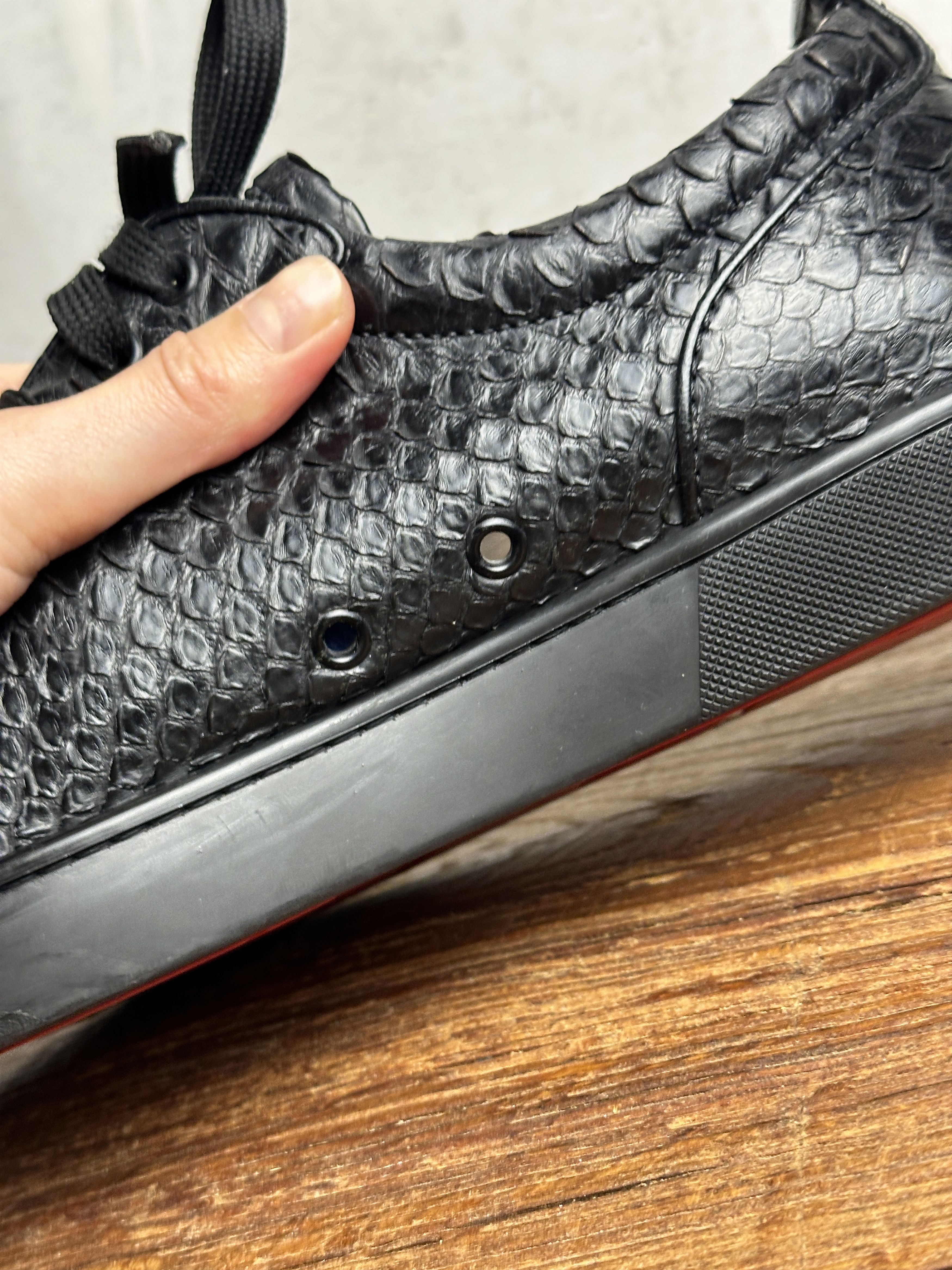 Christian Louboutin Christian Louboutin Black Python Leather Orlato Sneakers Size US 12 / EU 45 - 15 Thumbnail