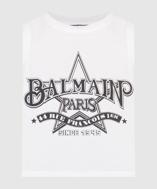 Balmain o1s1wg110825 Western Tank Top in White Size S / US 4 / IT 40 - 1 Thumbnail