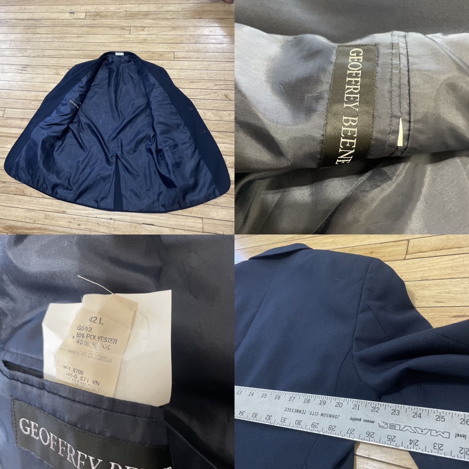 Geoffrey Beene Geoffrey Beene Blazer Mens 42 Long Blue Wool Brass Button Single-Breasted 2 Piece Sportcoat Jacket Size 42R - 11 Thumbnail