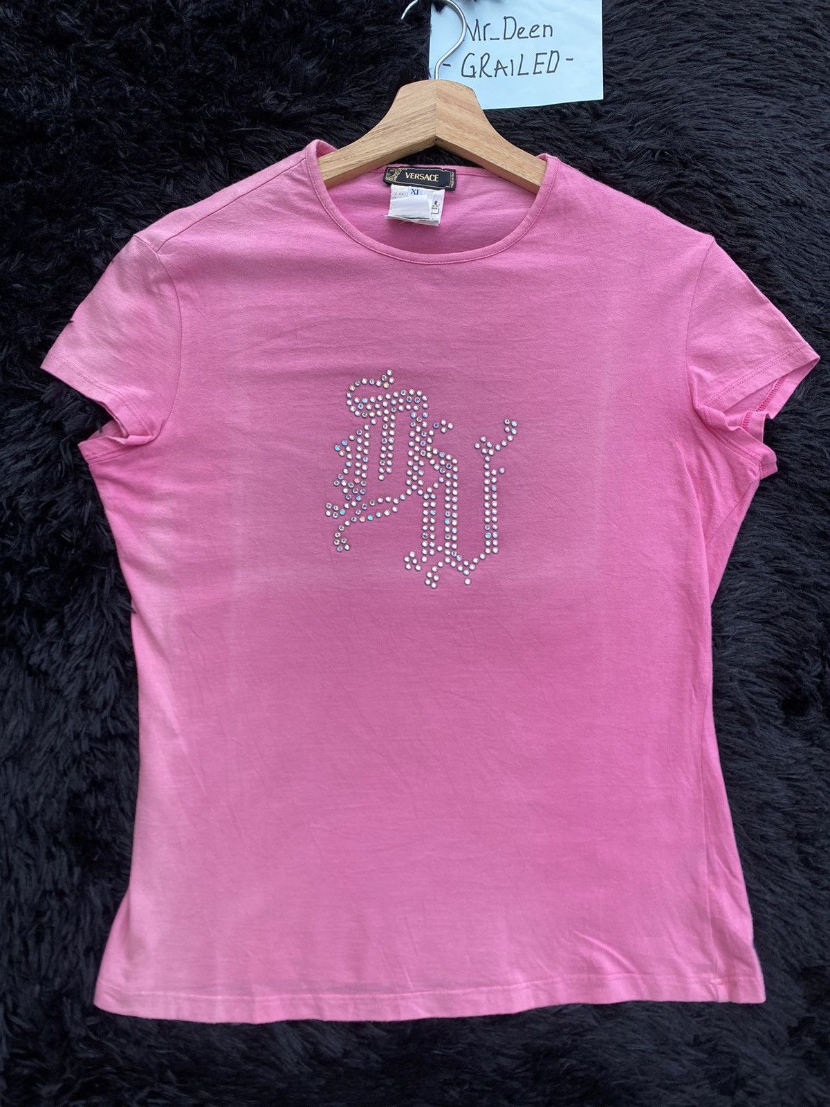 Versace Rare Vintage VERSACE Swarovski Pink Tshirt Size S / US 4 / IT 40 - 3 Thumbnail