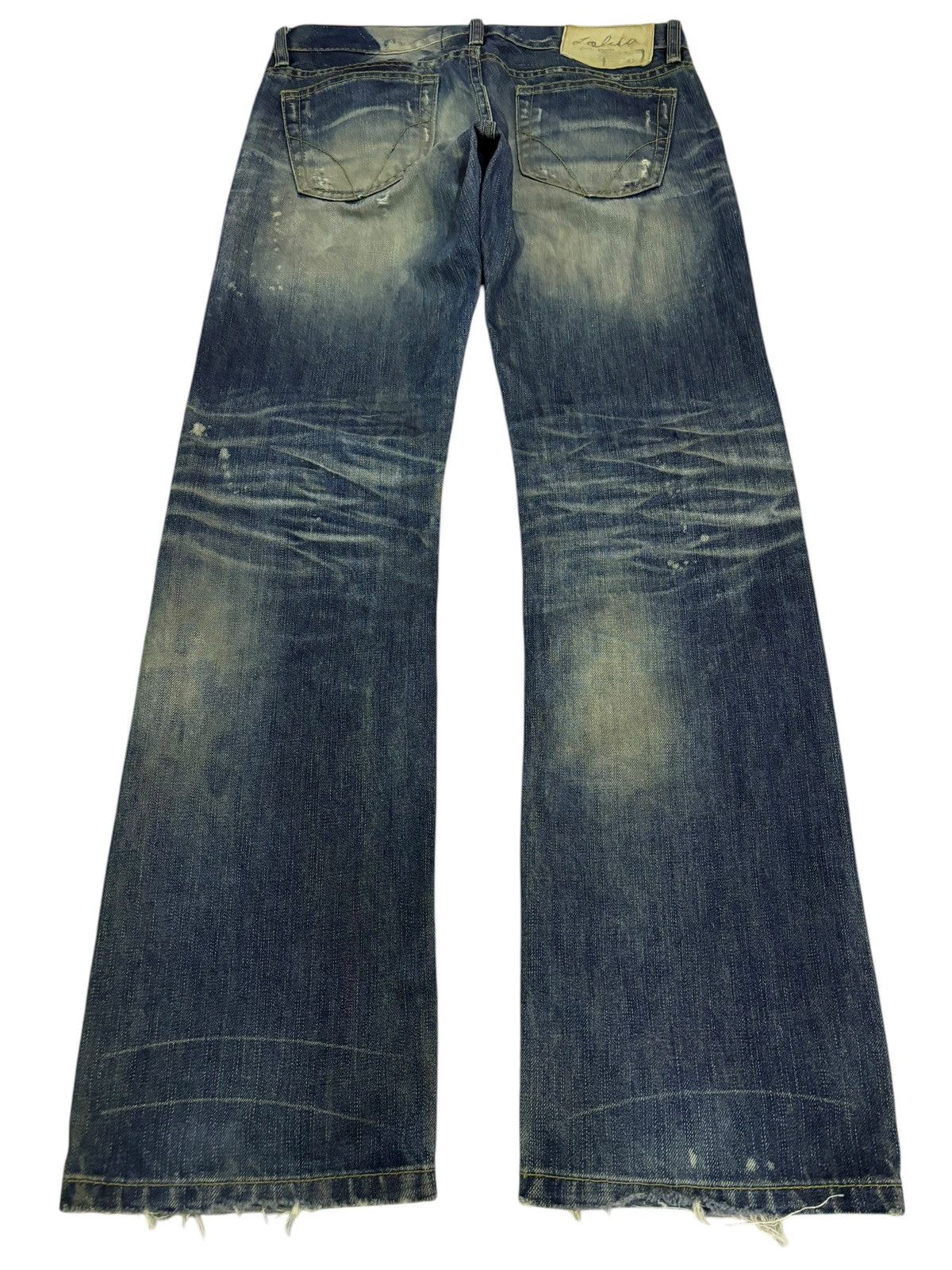 Japanese Brand × Vintage Vintage Lolita Faded Mud Washed Paint Slash Jeans Size 31" - 2 Thumbnail