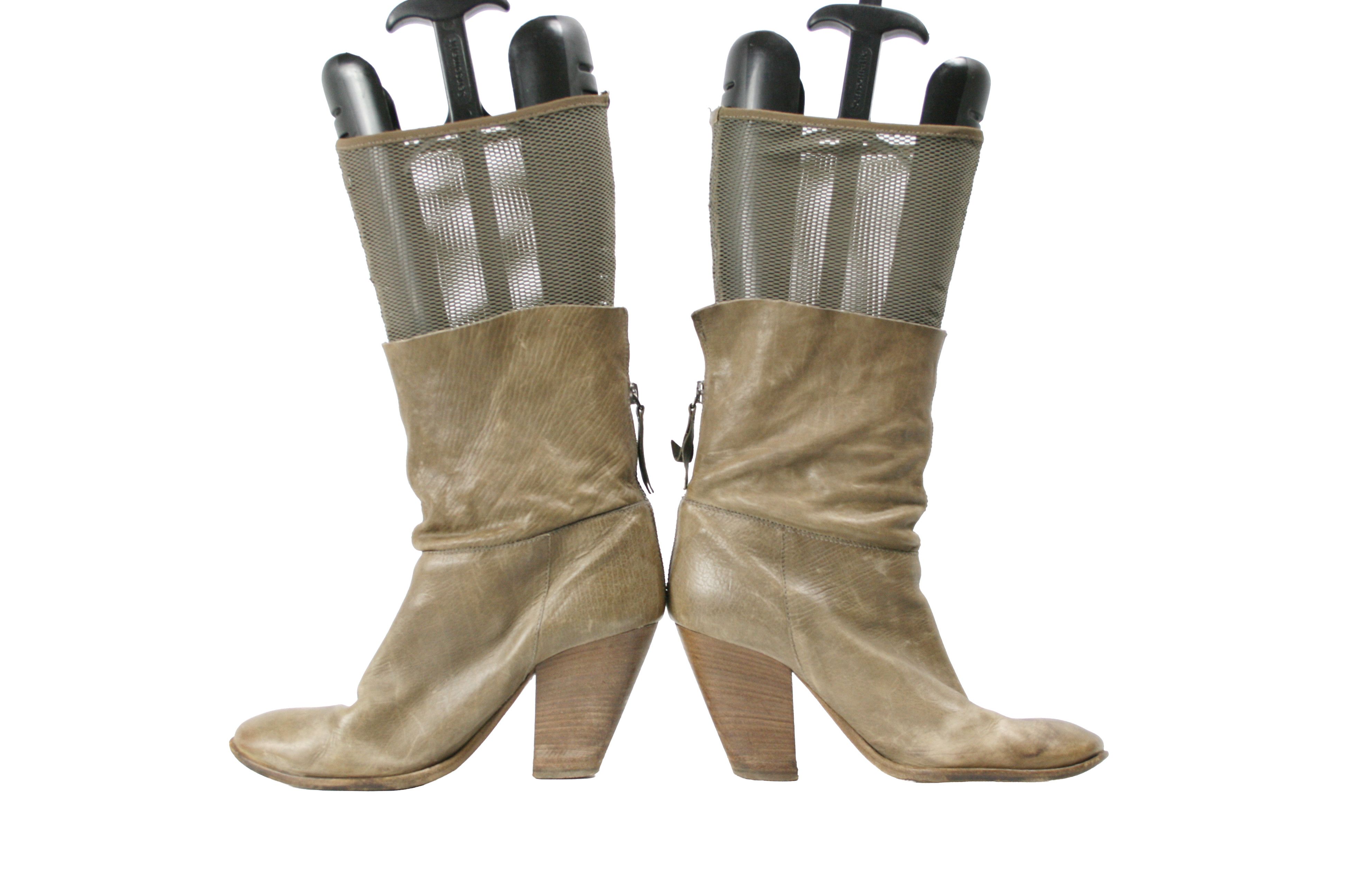 VIC MATI Cowboy Mid Mesh Leather Y2K Boots Size US 8.5 / IT 38.5 - 8 Thumbnail