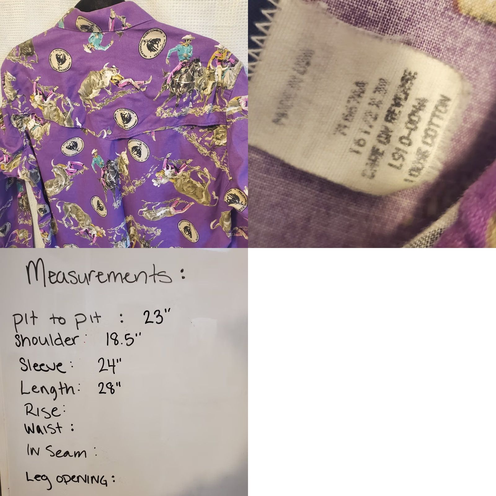 Wrangler Vintage Wrangler Mens XL Cowboy Cut Pro Rodeo Print Button Up Purple Shirt Size US XL / EU 56 / 4 - 8 Thumbnail