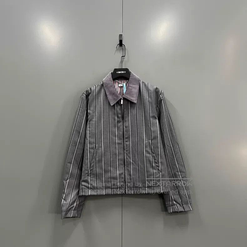 Thom Browne Thom Browne Gray Striped Jacket Size US XS / EU 42 / 0 - 1 Thumbnail