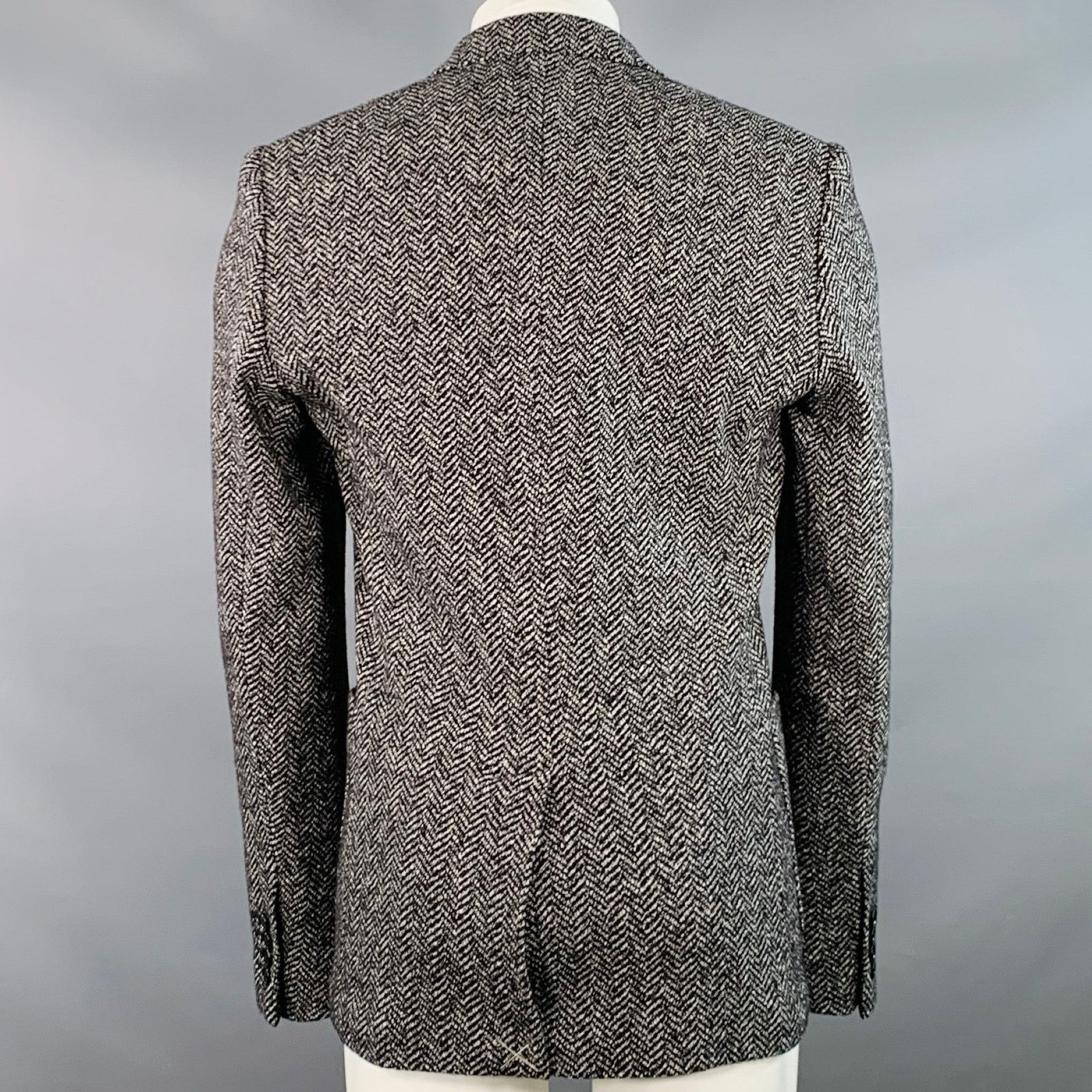 Dolce & Gabbana Size 40 Black White Herringbone Wool Cotton Sport Coat Size 40R - 4 Thumbnail