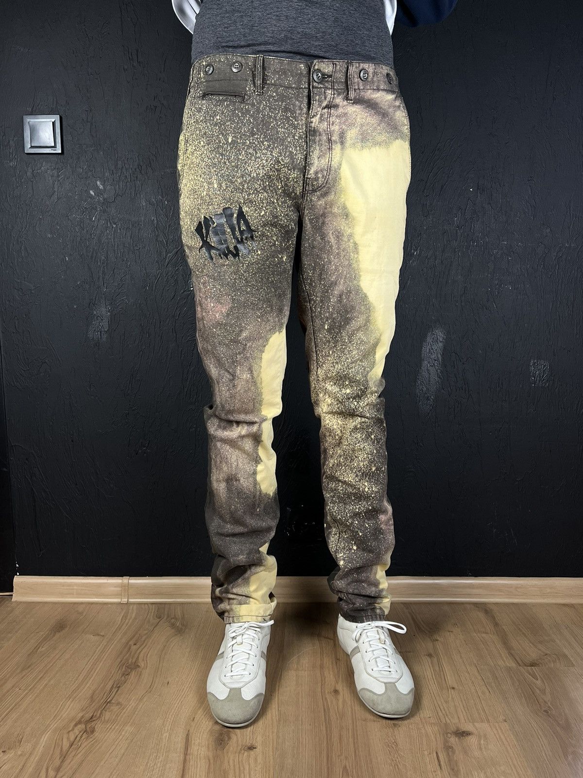 Handmade 🪐Custom printed denim multicolor skinny jeans pants space Size US 35 - 2 Thumbnail