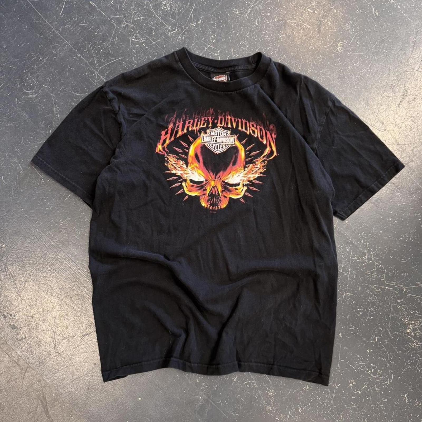 Harley Davidson × Vintage Vintage Harley Davidson Flaming Skull Tee Size US XL / EU 56 / 4 - 1 Thumbnail
