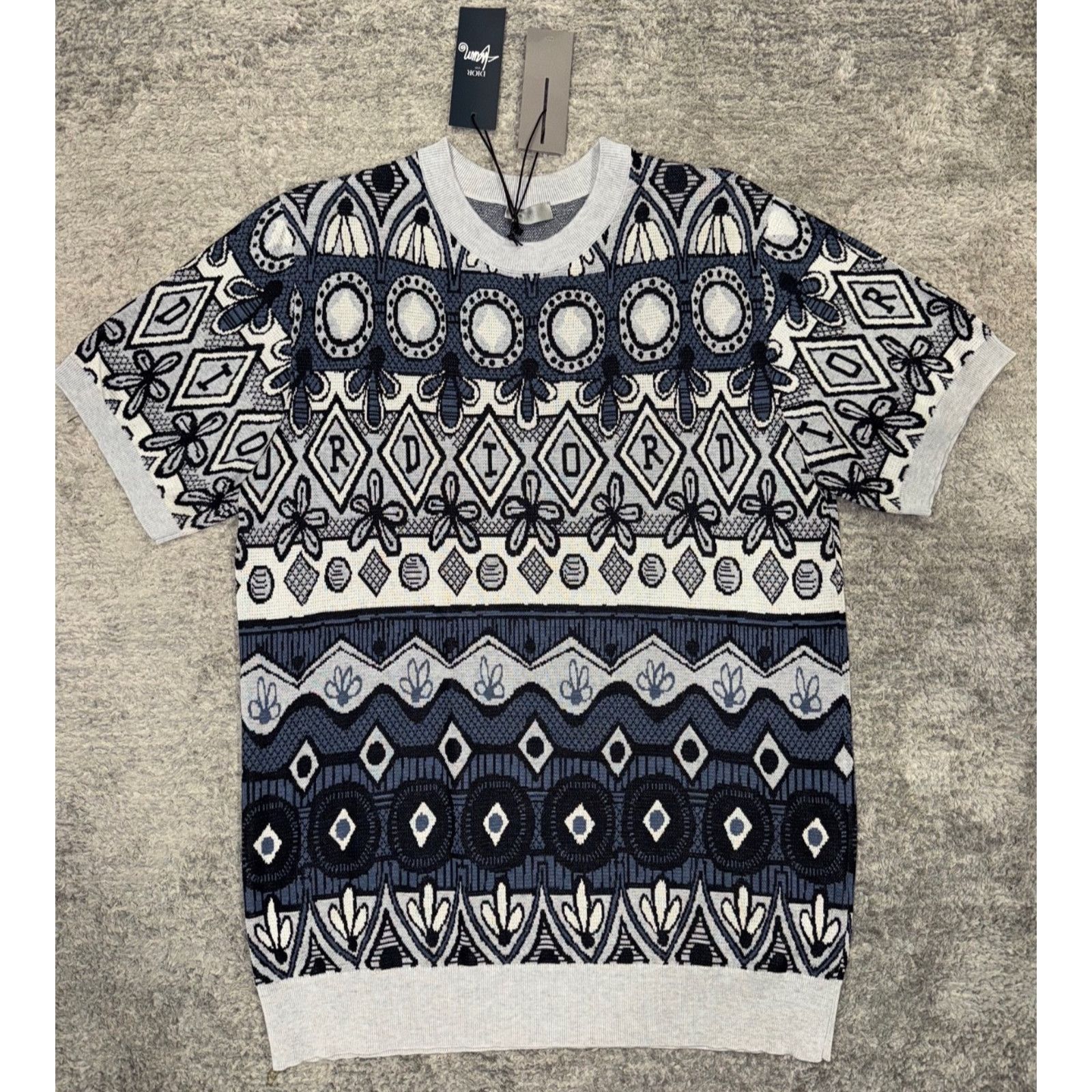 Dior Dior Shawn Stussy Floral Knit Blue Grey Black T-Shirt M Size US M / EU 48-50 / 2 - 2 Thumbnail
