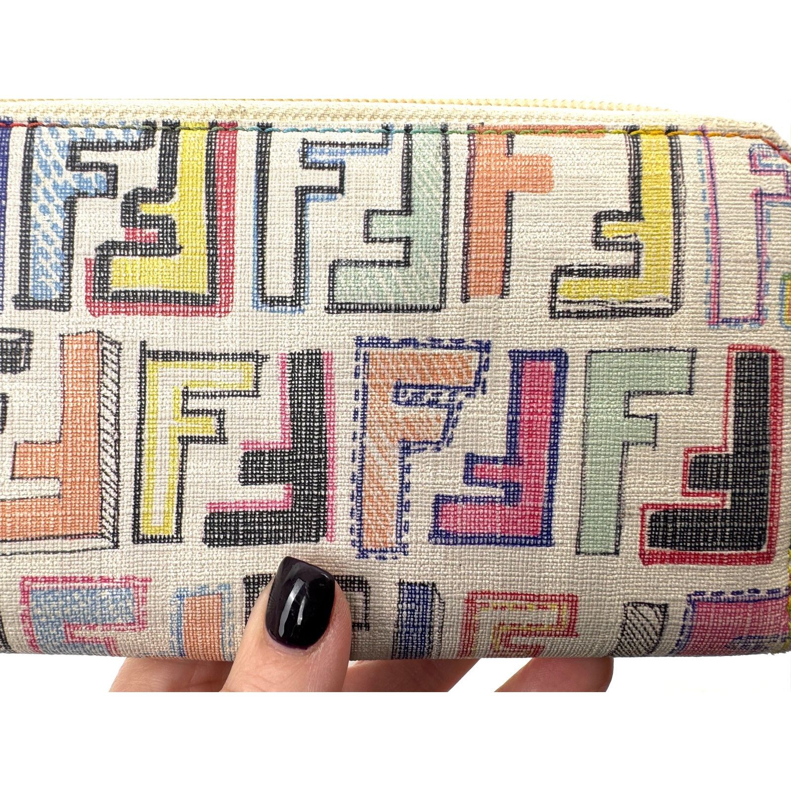 Fendi Fendi Rare Multicolor Zucca FF Long Zip Around Wallet Size ONE SIZE - 9 Thumbnail