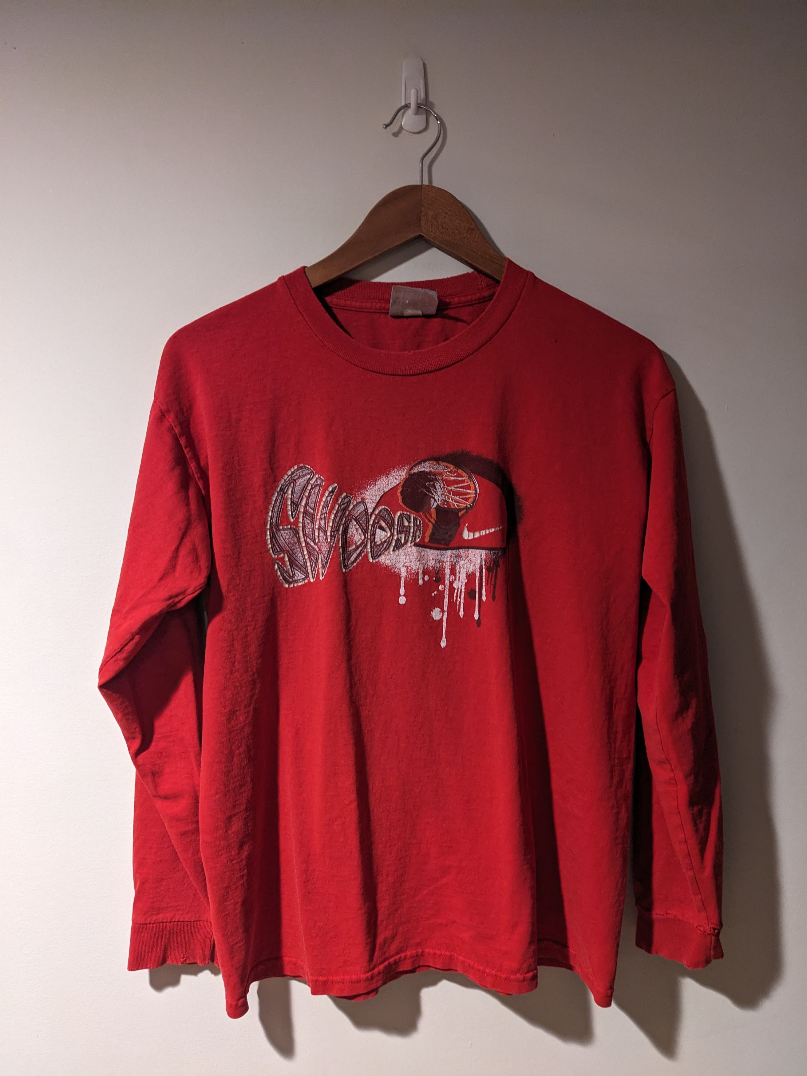 Nike × Vintage Vintage Y2K Nike Swoosh Basketball Youth Long-Sleeve T-Shirt Size US XL / EU 56 / 4 - 1 Thumbnail