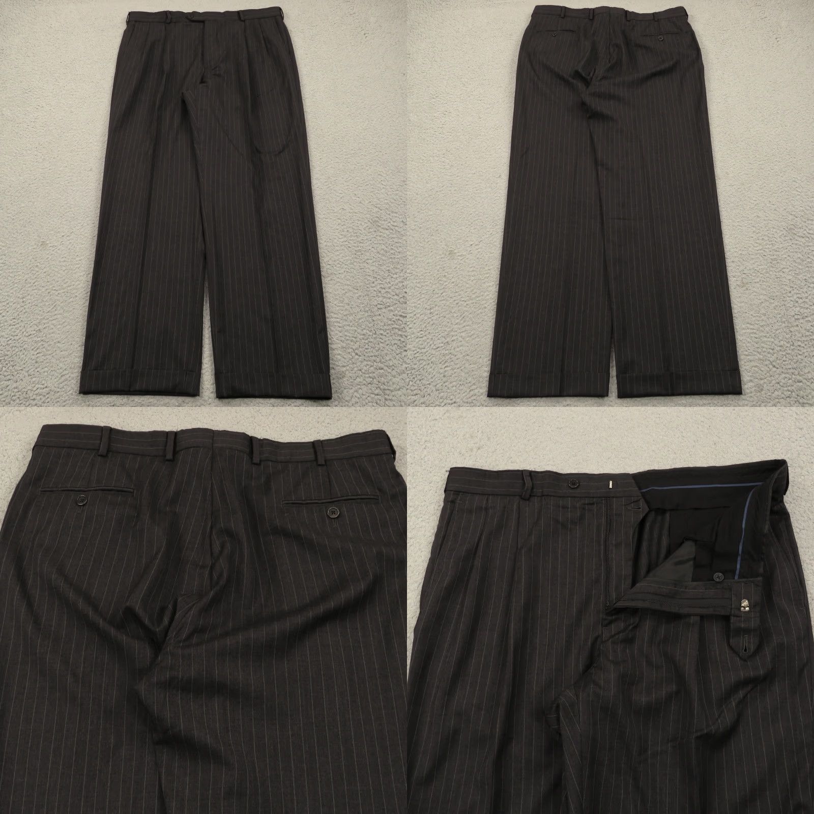 Brooks Brothers Brooks Brothers Suit 44L Madison Estrato Charcoal Pinstripe Pleated Pant 38x32 Men 2 Piece Gray Wool Size 44R - 9 Thumbnail