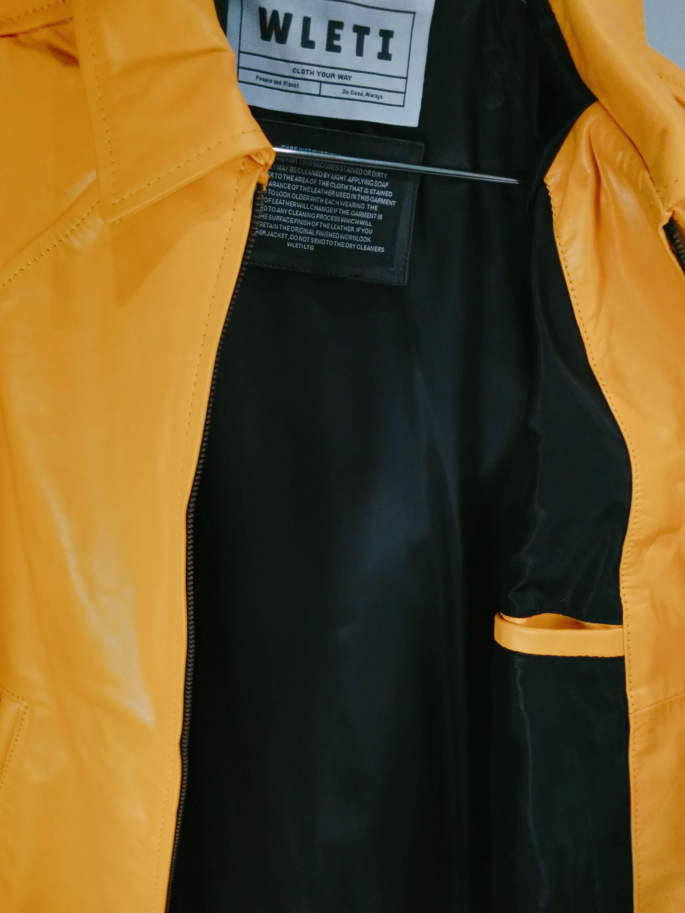 Vintage 🧥 WLETI Premium Yellow Sheep Leather Jacket Size US M / EU 48-50 / 2 - 6 Thumbnail