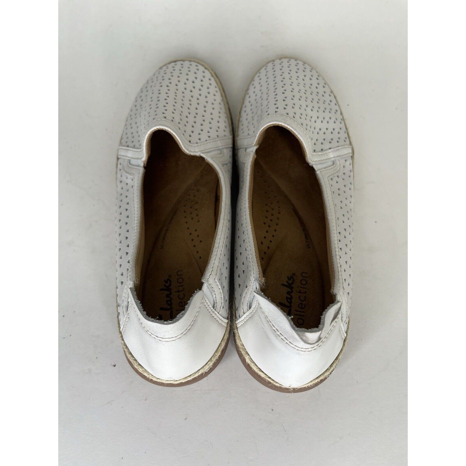 Clarks Clarks Collection White Leather Perforated Espadrilles Shoes Size US 8 / IT 38 - 5 Thumbnail