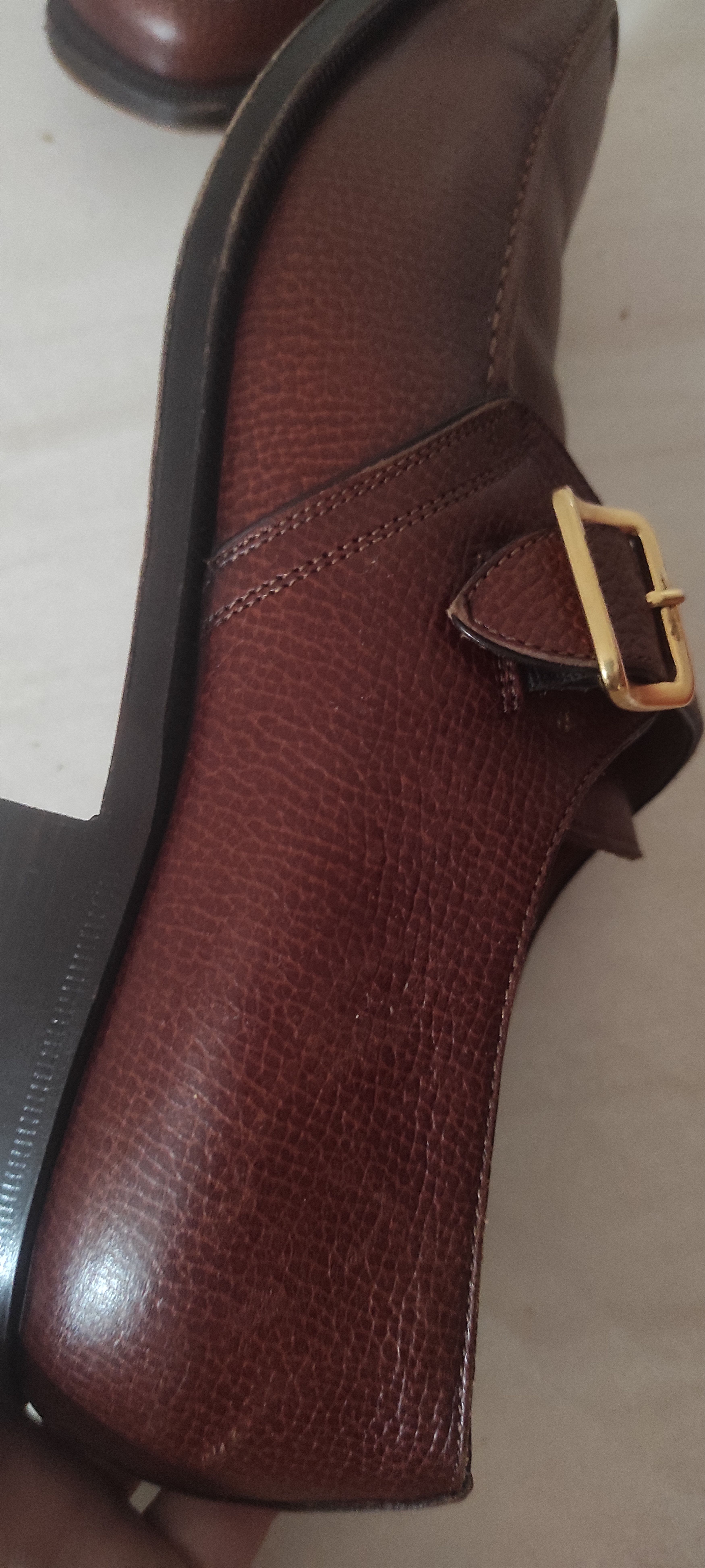 Santoni Santoni Strap Brown Leather Slip On Dress Shoes Size US 8.5 / EU 41-42 - 8 Thumbnail