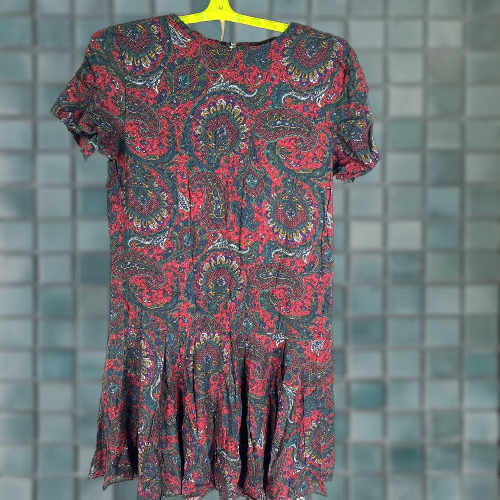 Vintage VINTAGE True Vintage Floral Paisley Pleated Drop Waist Dress Women's Size 14 Red Size XL / US 12-14 / IT 48-50 - 1 Thumbnail