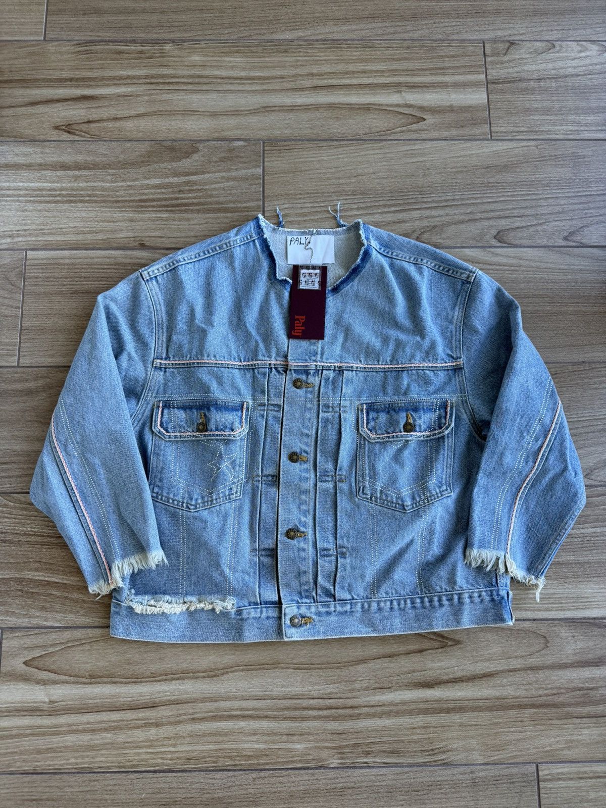 Paly Hollywood PALY Cropped Denim Jacket Light Blue Size US XXL / EU 58 / 5 - 1 Thumbnail