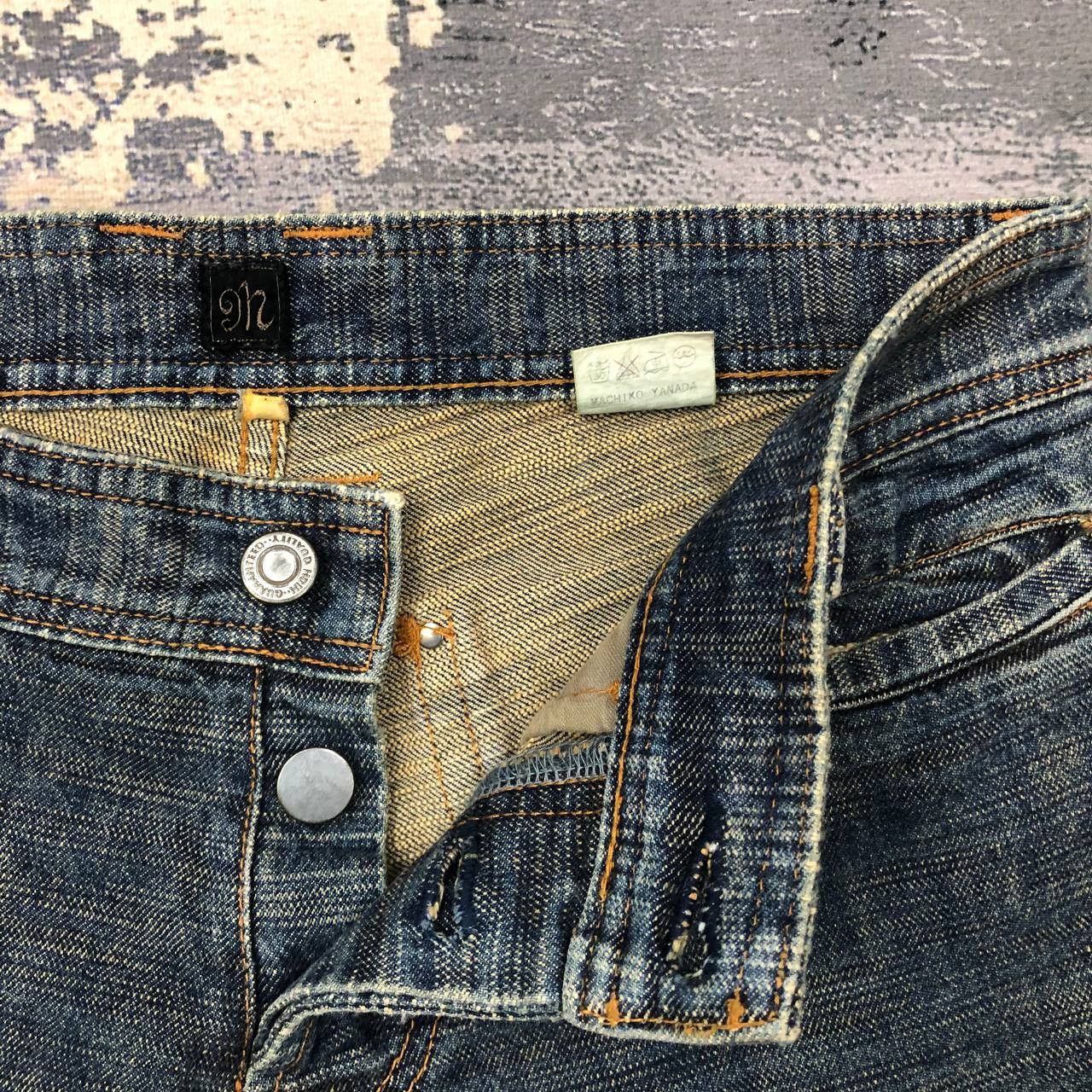 Japanese Brand P164 JAPAN 9h FLARED RIPPED JEANS Size US 31 - 6 Thumbnail