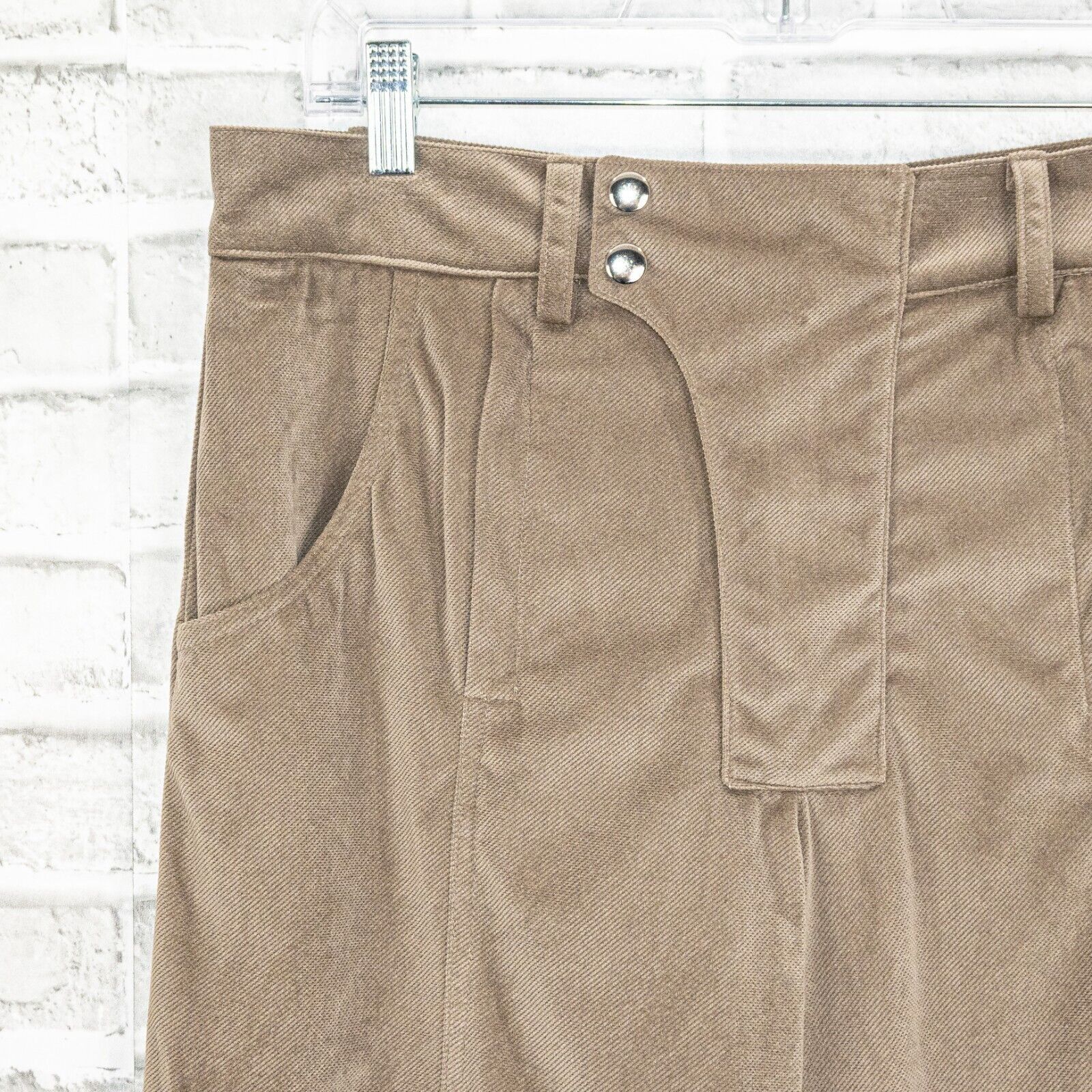 Goodfight Goodfight Textured Layered Trouser Pants wide leg in Tan Size US 32 / EU 48 - 6 Thumbnail