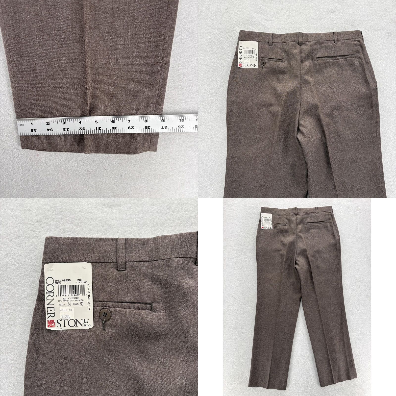 Vintage VINTAGE Cornerstone Dress Pants Mens 34x30 Brown Regular Fit Microfiber USA Workwear VTG Size US 34 / EU 50 - 8 Thumbnail