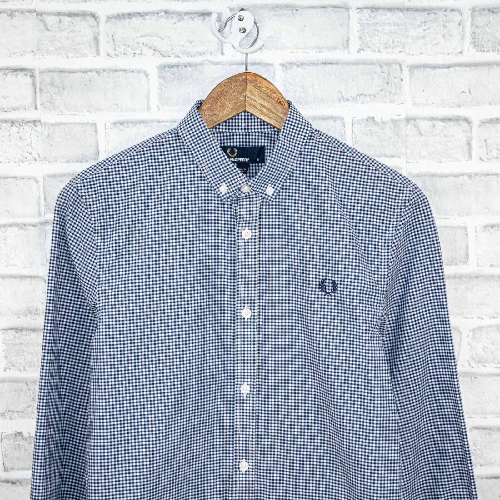 Fred Perry FRED PERRY Men's Blue Gingham check Button Down Shirt bottom Size US S / EU 44-46 / 1 - 3 Thumbnail