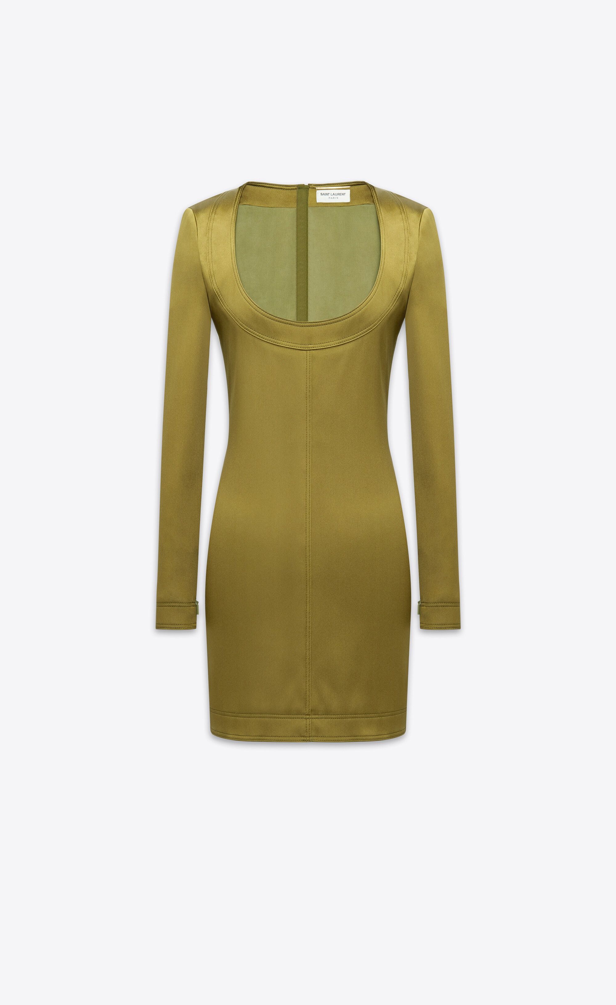 Saint Laurent Paris o1s1wg110625 786465 Décolleté Dress in Stretch Duchess Silk Size XS / US 0-2 / IT 36-38 - 1 Thumbnail