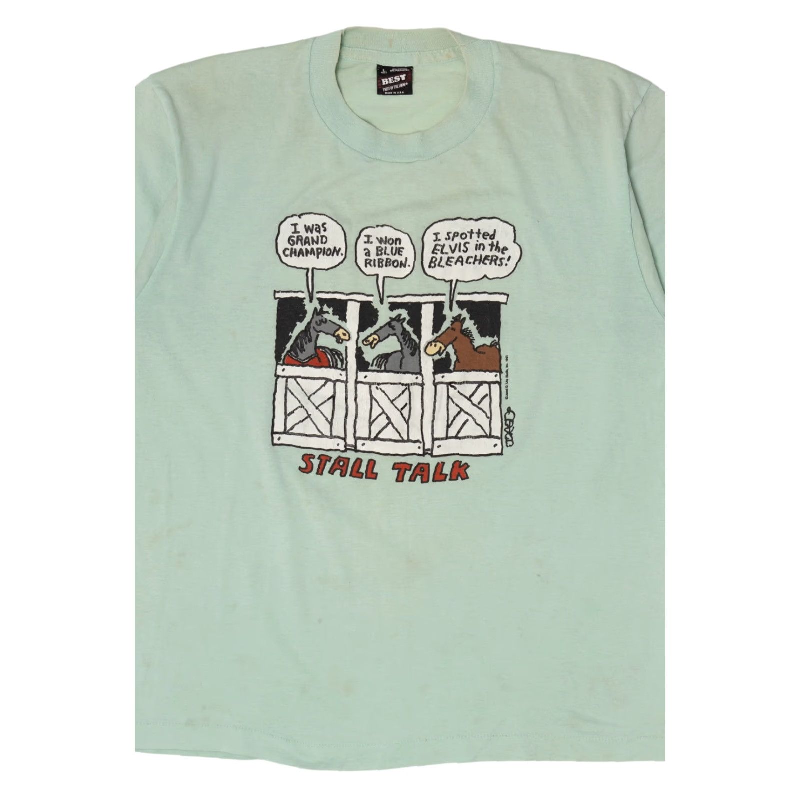 Fruit Of The Loom VINTAGE Stall Talk Funny Horse Single Stitch T-Shirt Nike? Size US L / EU 52-54 / 3 - 5 Thumbnail