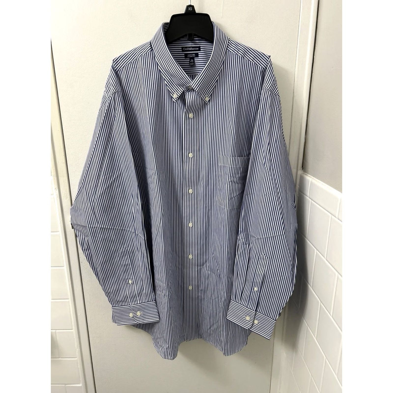 Croft & Barrow Croft & Barrow Shirt Mens Sz 18.5 Blue White Striped Oxford Classic Fit L/S Size US XXL / EU 58 / 5 - 2 Thumbnail