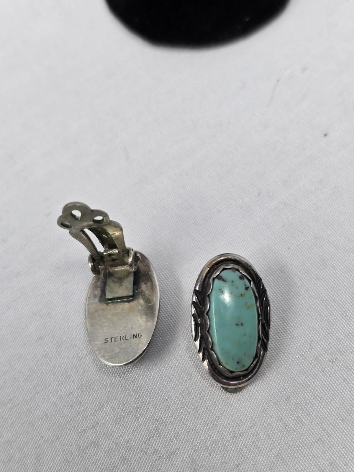 Other Native American Sterling Silver Turquoise Clip Earrings Size ONE SIZE - 6 Thumbnail