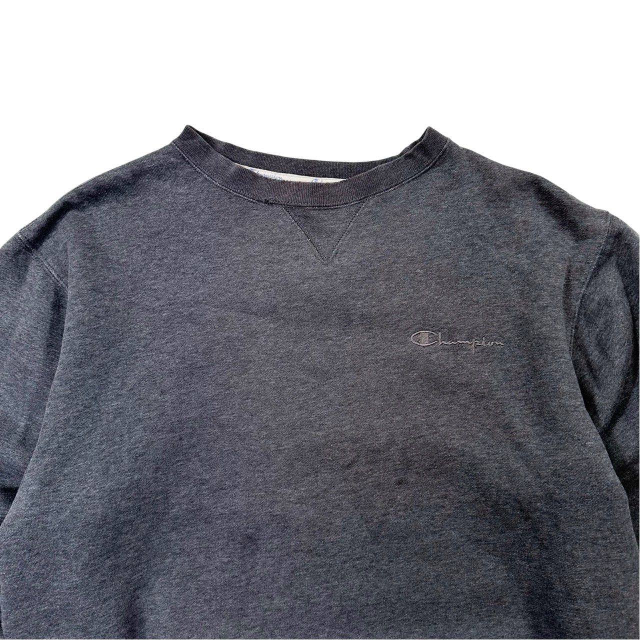 Vintage Vintage 90s Champion Grey Embroidered Spell Out Sweater Size US M / EU 48-50 / 2 - 2 Thumbnail